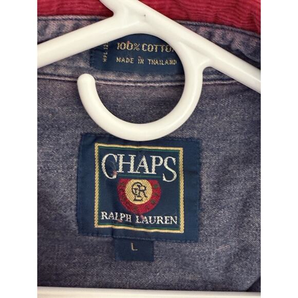 Ralph Lauren Polo Chaps Corduroy Button Up Red Shirt Long Sleeve Blaire Large - Picture 13 of 16